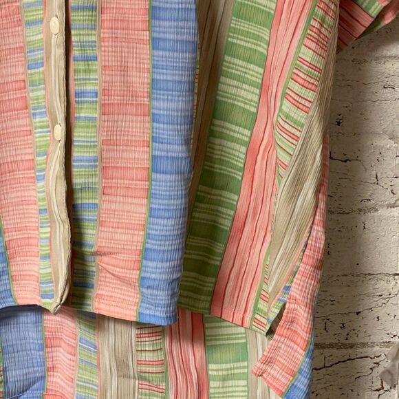 Allison Daley Striped Short Sleeve Button Down Blouse Plus Size Curvy 18W - Picture 4 of 10